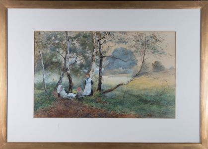 Benjamin D. Sigmund (1857-1947) - 1891 Watercolour, Playing in the Woodland