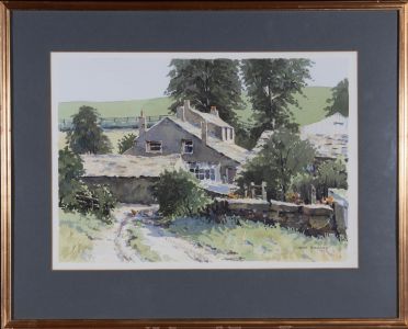 John Rickard - 1973 Watercolour, Rural Scene with Figure