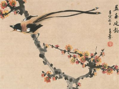 Chinese 20th Century Watercolour - Bird on Tree Branch