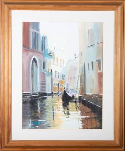 Basio - Contemporary Gouache, A Quiet Canal