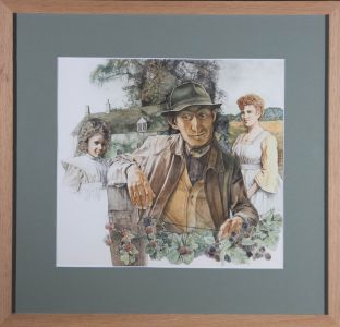 20th Century Watercolour - Countryside Family