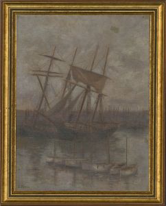 G. Pares - Early 20th Century Oil, Ships at Harbour
