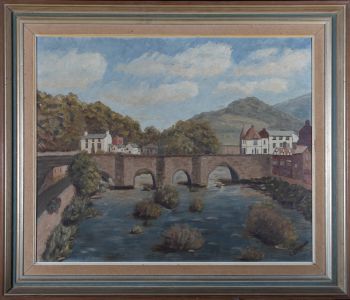 C.S. Freeman - 20th Century Oil, View with Four-Arch Bridge