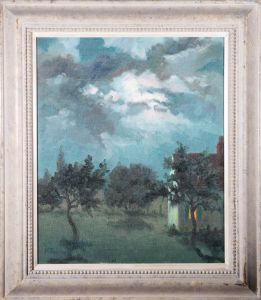 Raymond Tassoul (b.1887) - Belgian Early 20th Century Oil, Moonlit Cottage
