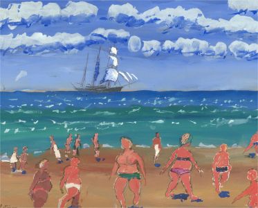 Lotvion - 20th Century Gouache, Seaside