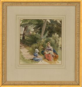 20th Century Watercolour - A Moment's Pause