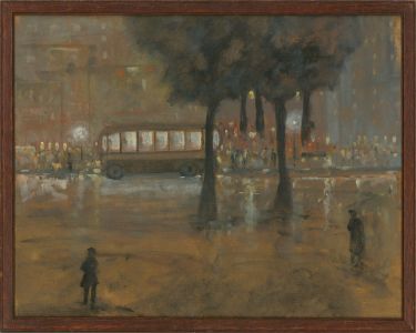 Mid 20th Century Gouache - The Night Bus