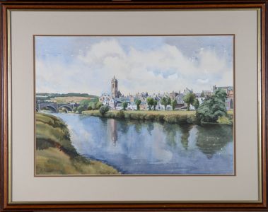 Eric Johnstone - Contemporary Watercolour, Riverside Town