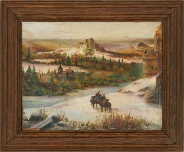 Late 19th Century Oil - Ruins in the Snow