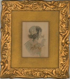 Late 19th Century Picture Frame - Original Art Nouveau Gilt Crocus Frame