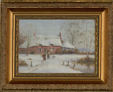 Richard Simm (b.1926) - Contemporary Oil, Returning Home In The Snow