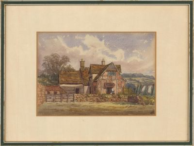 S.R.G. - 1887 Watercolour, Cottage near Lacock