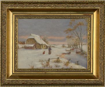 Richard Simm (b.1926) - Contemporary Oil, A Winter Walk