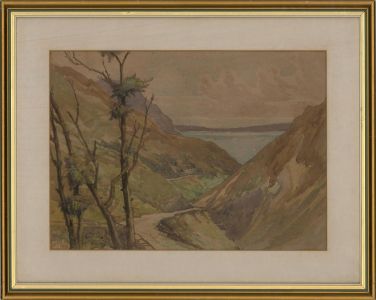 Mid 20th Century Watercolour - A Lake in the Distance