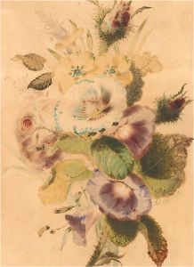 Mid 19th Century Watercolour - Columbine Posy