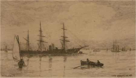 Wilfrid Williams Ball RE ROI (1853-1917) - Etching Miniature, Off Gravesend I