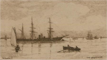 Wilfrid Williams Ball RE ROI (1853-1917) - Etching Miniature, Off Gravesend II