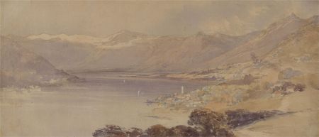 Early 20th Century Watercolour - Lakeside Town