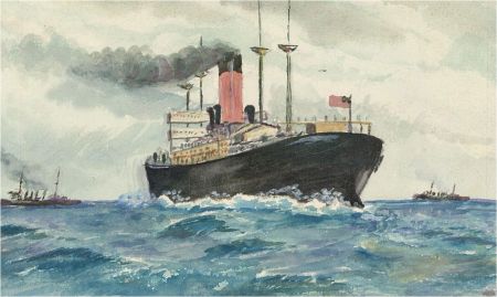 R.M. - Early 20th Century Watercolour, Ships at Sea