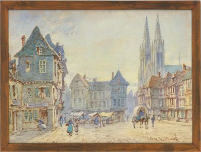 Pierre le Boeuff (fl.1899-1920) - French Watercolour, Quimper, Brittany