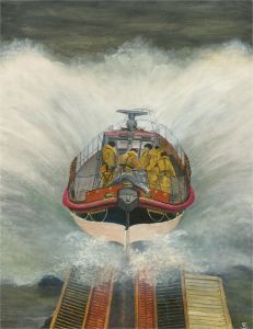 1976 Gouache - Launching the Lifeboat
