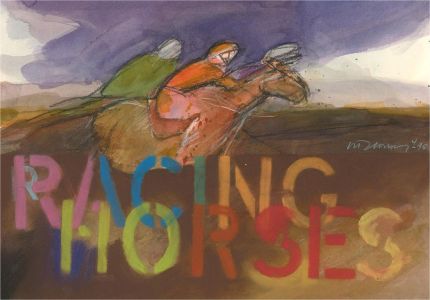 Richard J.S. Young - 1995 Mixed Media, Racing Horses