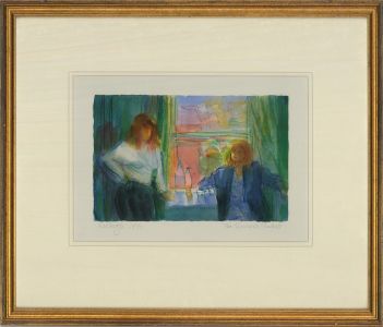 Peter Eveleigh - 1990 Watercolour, Two Newcastle Students