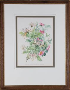 Roger Banks (1929-2008) - 1989 Watercolour, Downy Rose with Honeysuckle