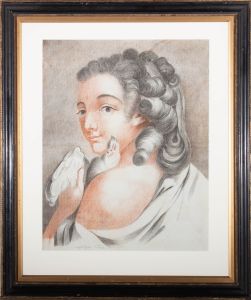 Angelique Bodin - Early 19th Century Sanguine, Young Lady With Dove