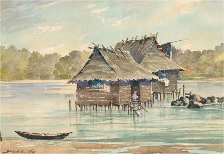 Simon Chong Yew (1898-1983) - Signed Mid 20th Century Watercolour, Stilt Houses