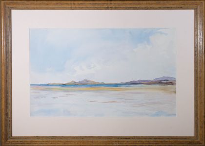 20th Century Watercolour - Distant Mountains