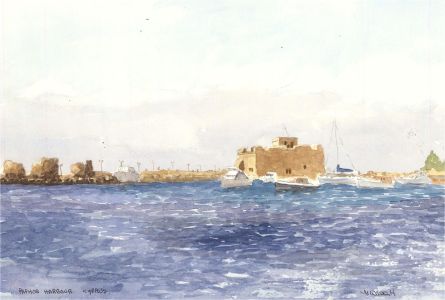 Gwyneth Willitt - Contemporary Watercolour, Paphos Harbour, Cyprus