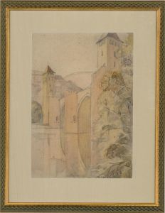 Early 20th Century Watercolour - Pont Valentré