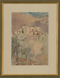 Early 20th Century Watercolour - Hilltop Village