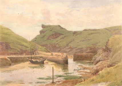 William Edward Croxford (1852-1926) - 1921 Watercolour, The Harbour, Boscastle