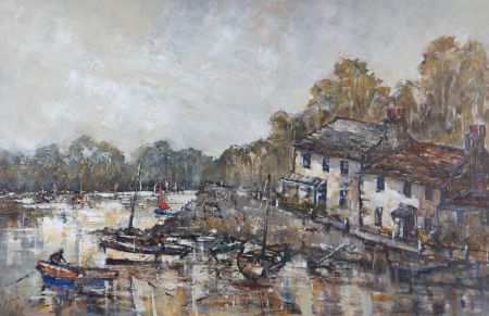 Yram Allets (b.1915) - Mid 20th Century Oil, Harbour Side