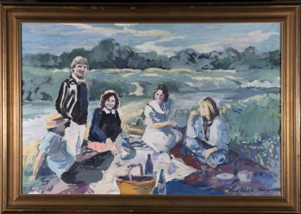 Penny Roberts - 1990 Oil, A Picnic With Friends