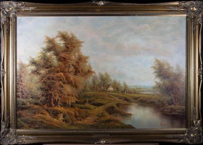 Enderby - Large 20th Century Oil, Autumnal English Landscape