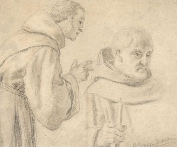 Mid 20th Century Graphite Drawing - Studies of a Monk