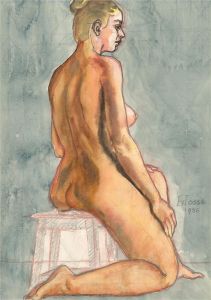 Francois Xavier Josse (1910-1991) - 1982 Watercolour, Seated Nude on Stool