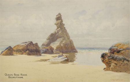 William Edward Croxford  - 1920 Watercolour, Queen Bess Rock, Bedruthan