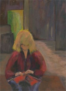 Jennifer Anderson - Contemporary Oil, Knitting Girl