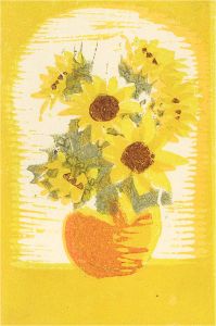 Gwyneth Willitt - Contemporary Woodblock, Sunflowers