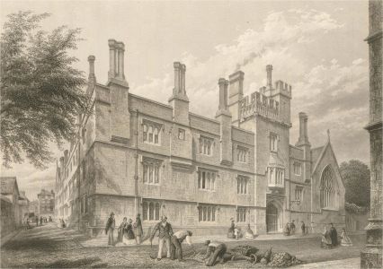 John Henry Le Keux (1812-1896) - 1862 Engraving, Jesus College from the Turl