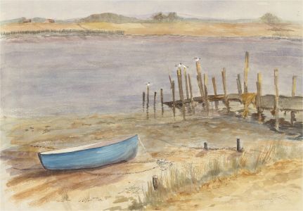 Sylvia Grottick - 20th Century Watercolour, Blue Rowing Boat