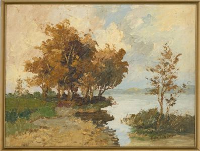 Ede Jozsef - 20th Century Oil, A Coastal View