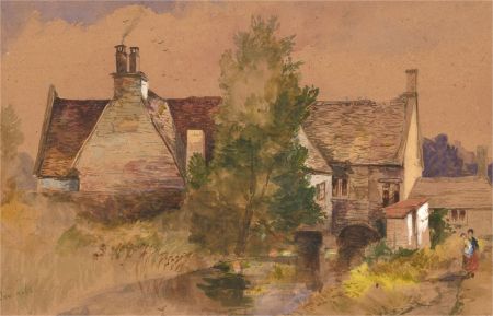 Alfred Ashdown Box (1879-1927) - 1912 Watercolour, Cottage Scene with River