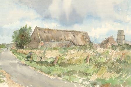 Keith Johnson (1931-2018) - 1989 Watercolour, Great Barn, Waxham