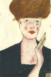 Ben Carrivick - Contemporary Oil, Brown Hair and Red Lips