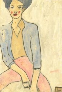 Ben Carrivick - Contemporary Oil, Seated Female Figure with Rosy Cheeks
